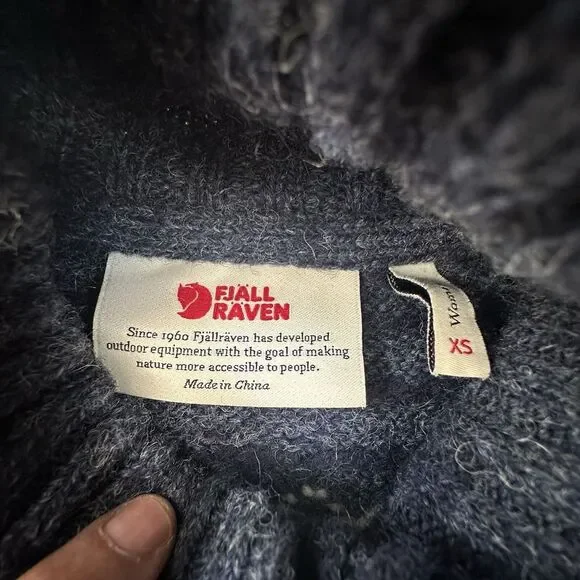 Fjallraven Women's Ovik Knit Wool Cardigan Sweater XS Fair Isle Nordic Blue Navy - Picture 9 of 16